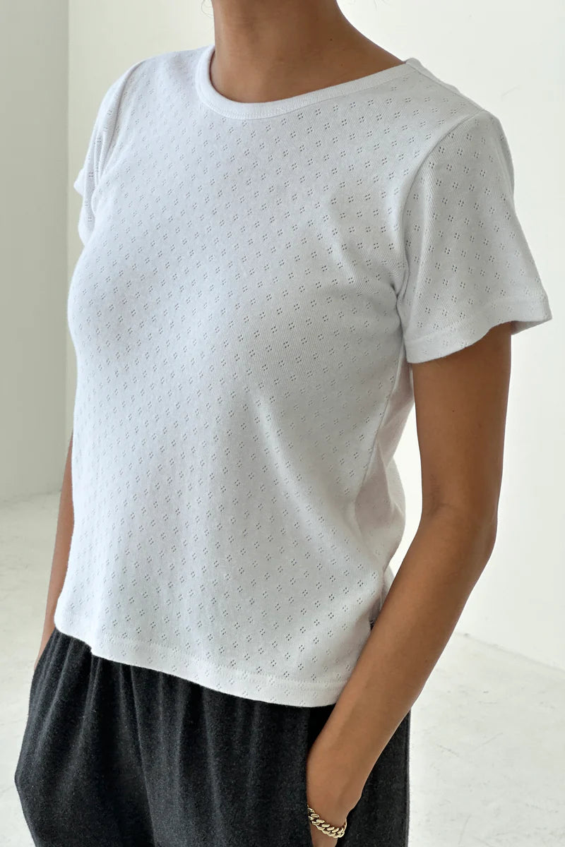 Pointelle Babe tee - white