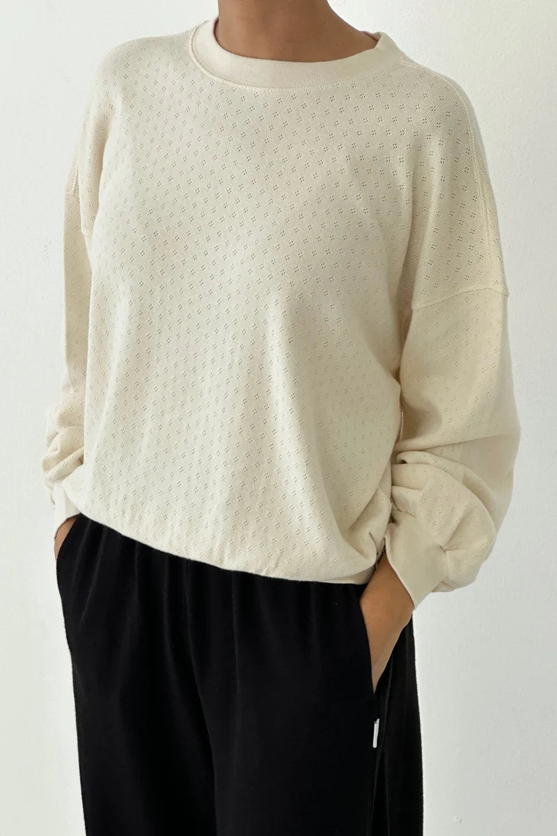 Pointelle Sweatshirt - Naturel