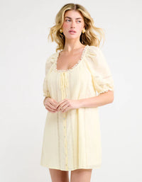 Prairie mini dress - custard