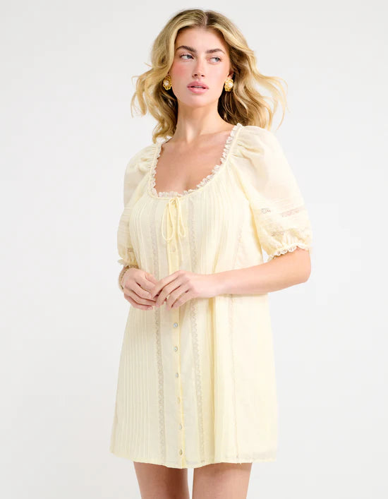 Prairie mini dress - custard