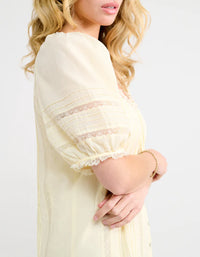 Prairie mini dress - custard