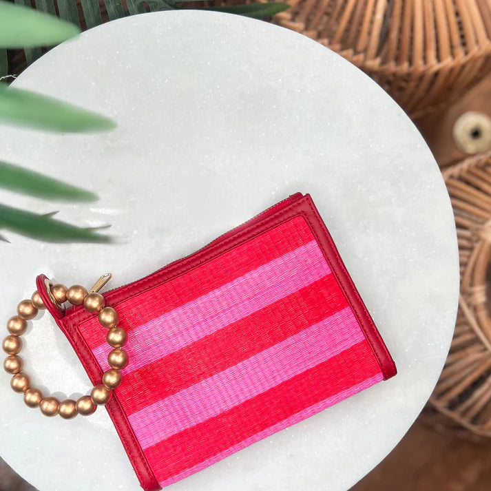 pink & red woven wristlet