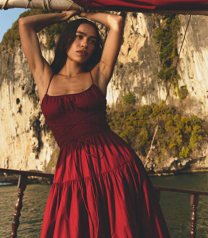 Safia Dress - Deep Ruby