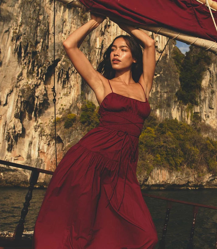 Safia Dress - Deep Ruby