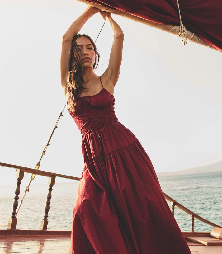 Safia Dress - Deep Ruby