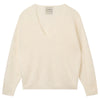 Brushed cashmere v neck - cream