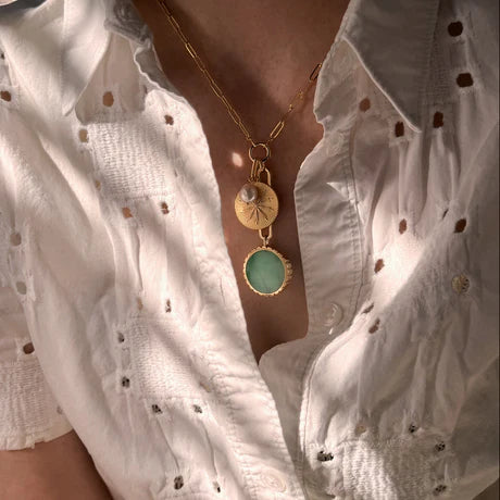 Solario Sundial necklace- Chrysoprase