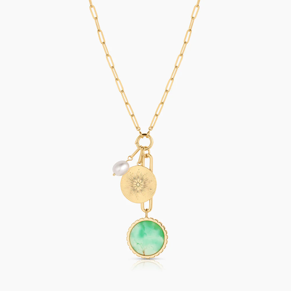 Solario Sundial necklace- Chrysoprase