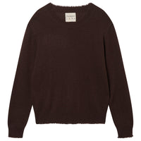 cashmere distrssed crew - chocolate