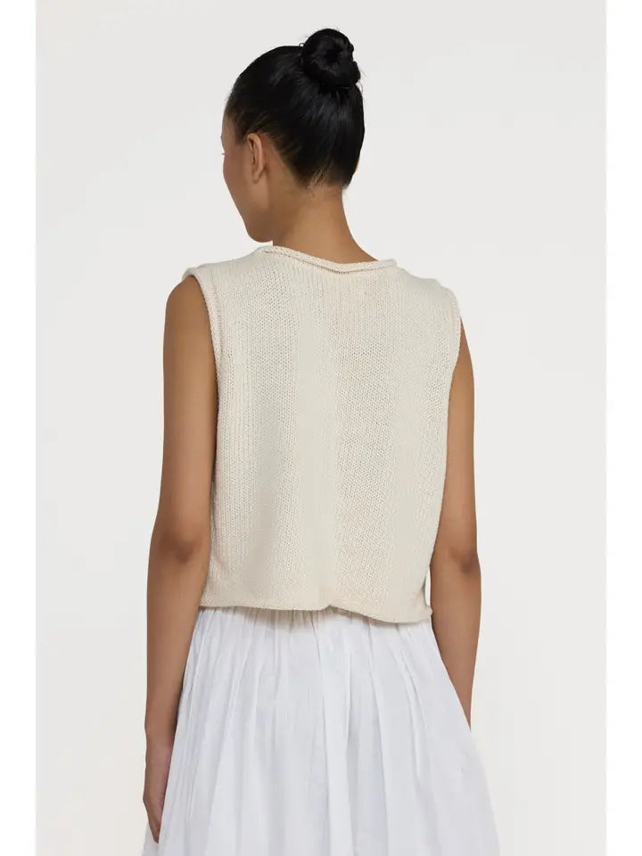 Cropped knit tank - ivory