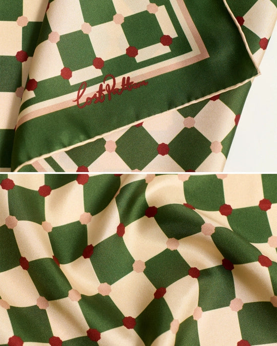 Checkerboard silk scarf