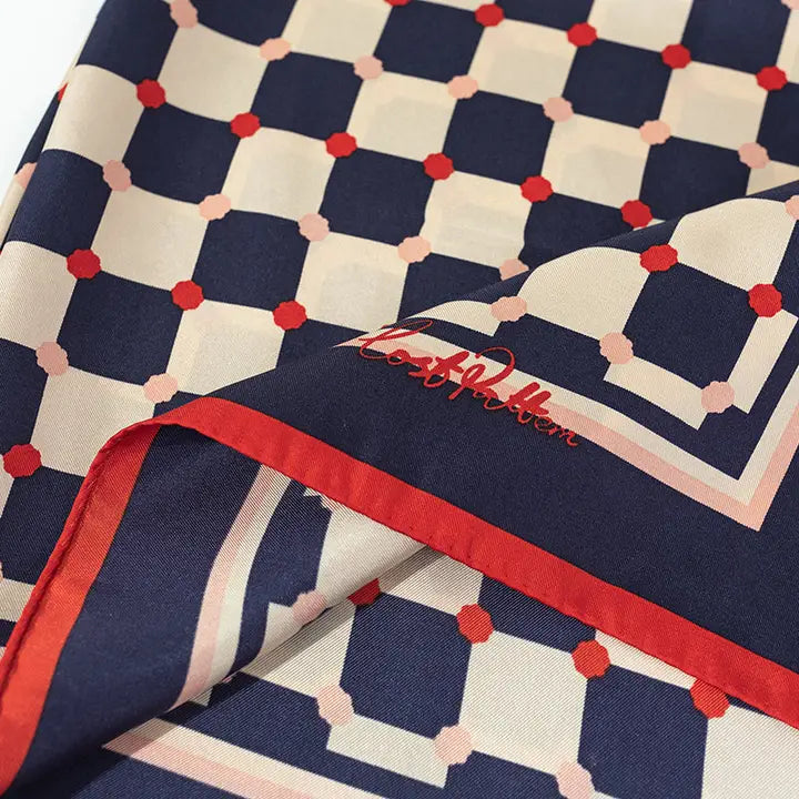 Checkerboard silk scarf - blue