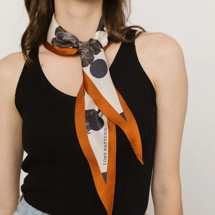 Noir Floral silk diamond scarf