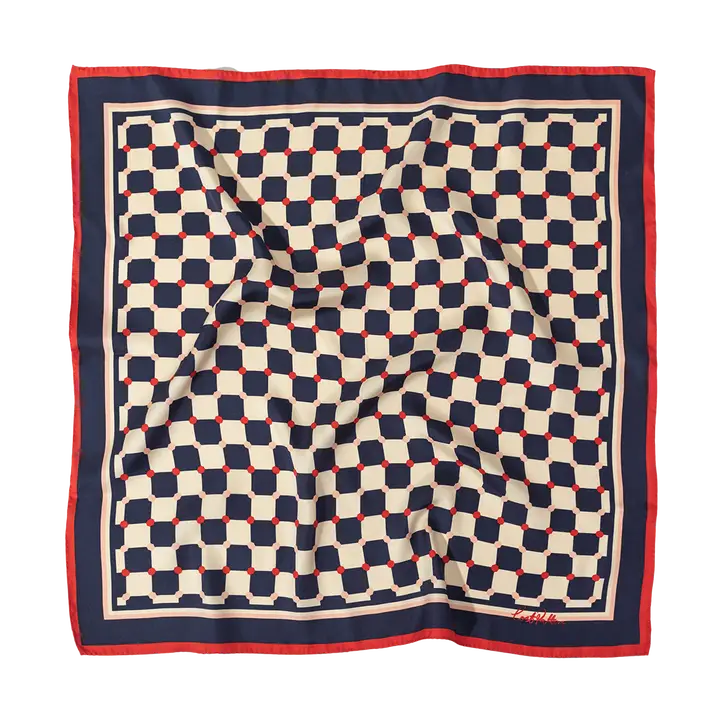 Checkerboard silk scarf - blue