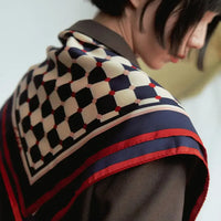Checkerboard silk scarf - blue