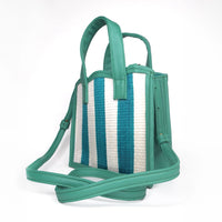 Nina green straw & leather tote