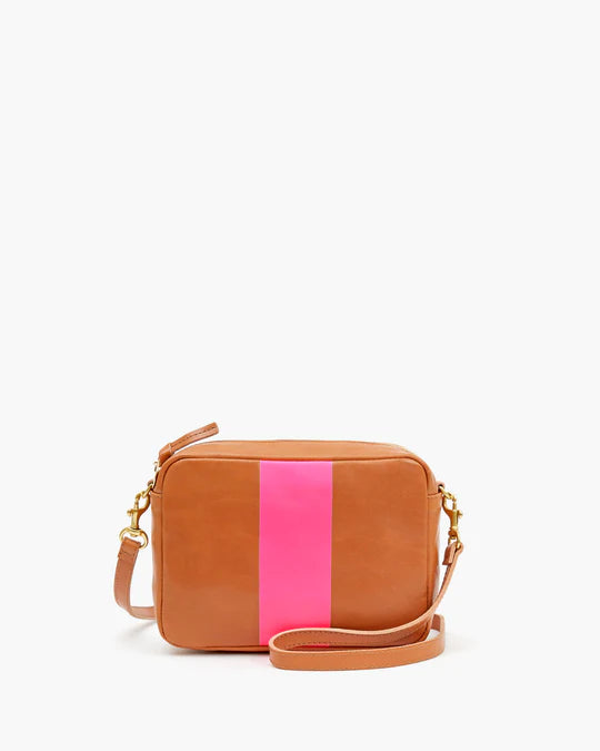 midi cross body - natural w/ hot pink