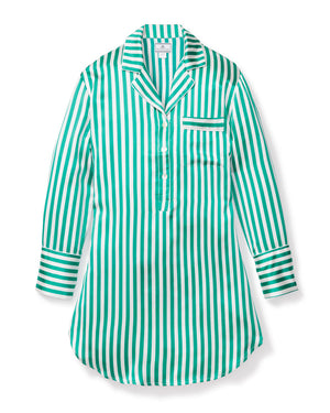 Silk green stripe nightgown