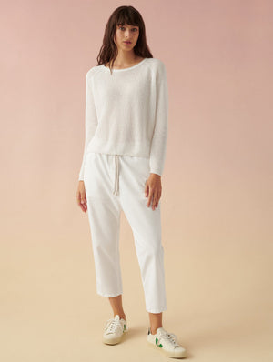 Linen ribbed crewneck
