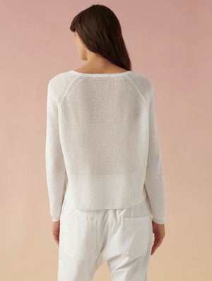 Linen ribbed crewneck