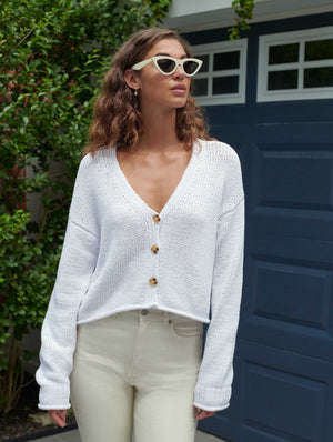 Italian cotton cardi - white