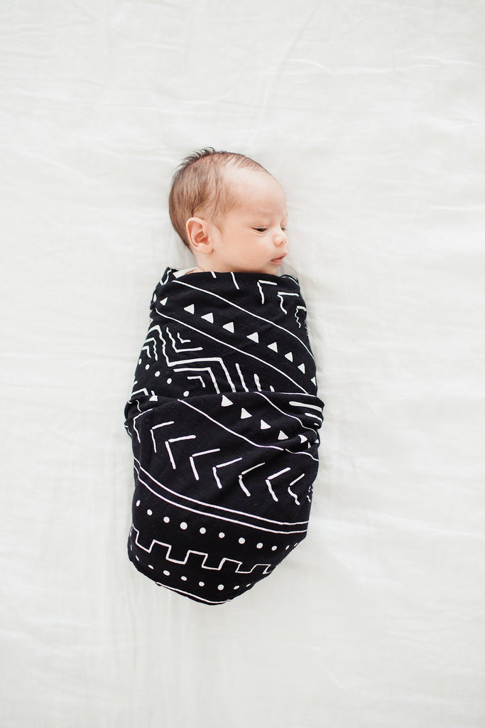 Muslin swaddle- black mudcloth