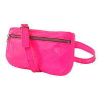 leather fanny pack - fluoro pink