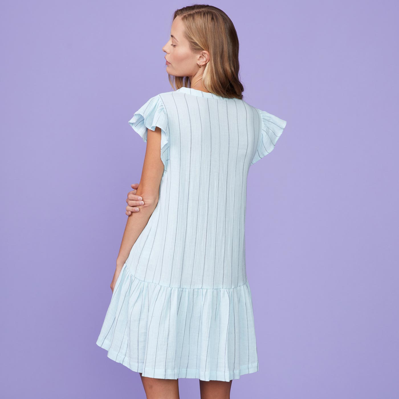 Pinstripe easy dress - sea