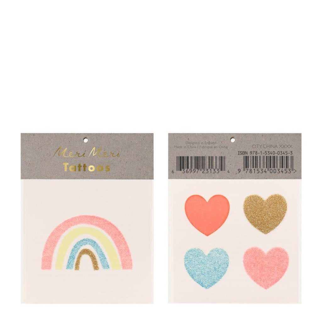 rainbow & hearts tattoos