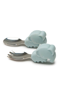 elephant learning fork/spoon set