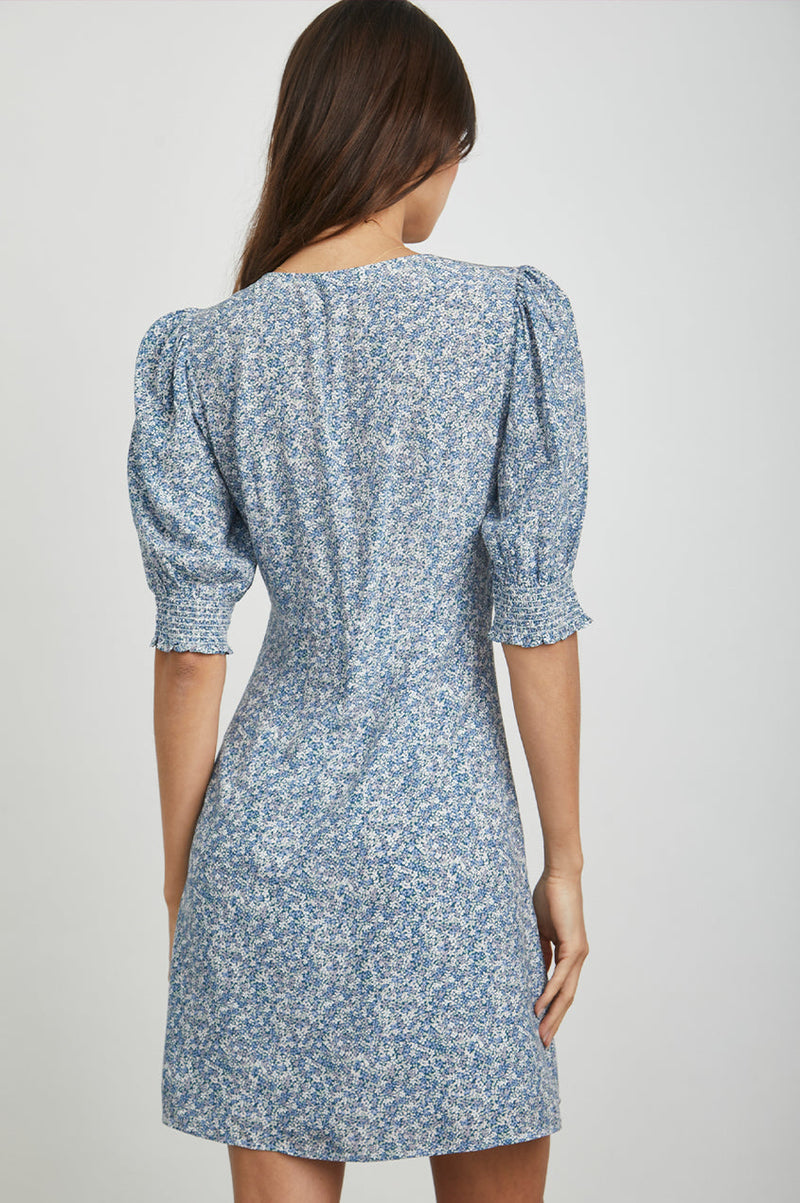 Roma dress - blue mini garden