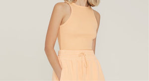 Rib high neck tank - sherbert
