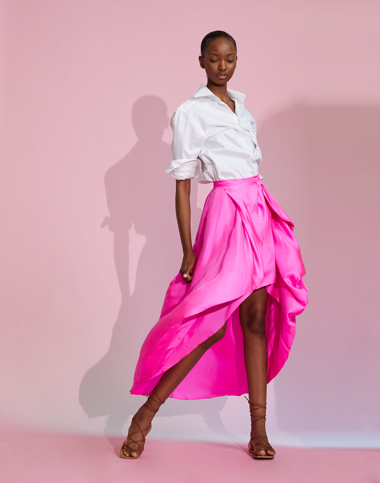 Silk bow skirt - pink