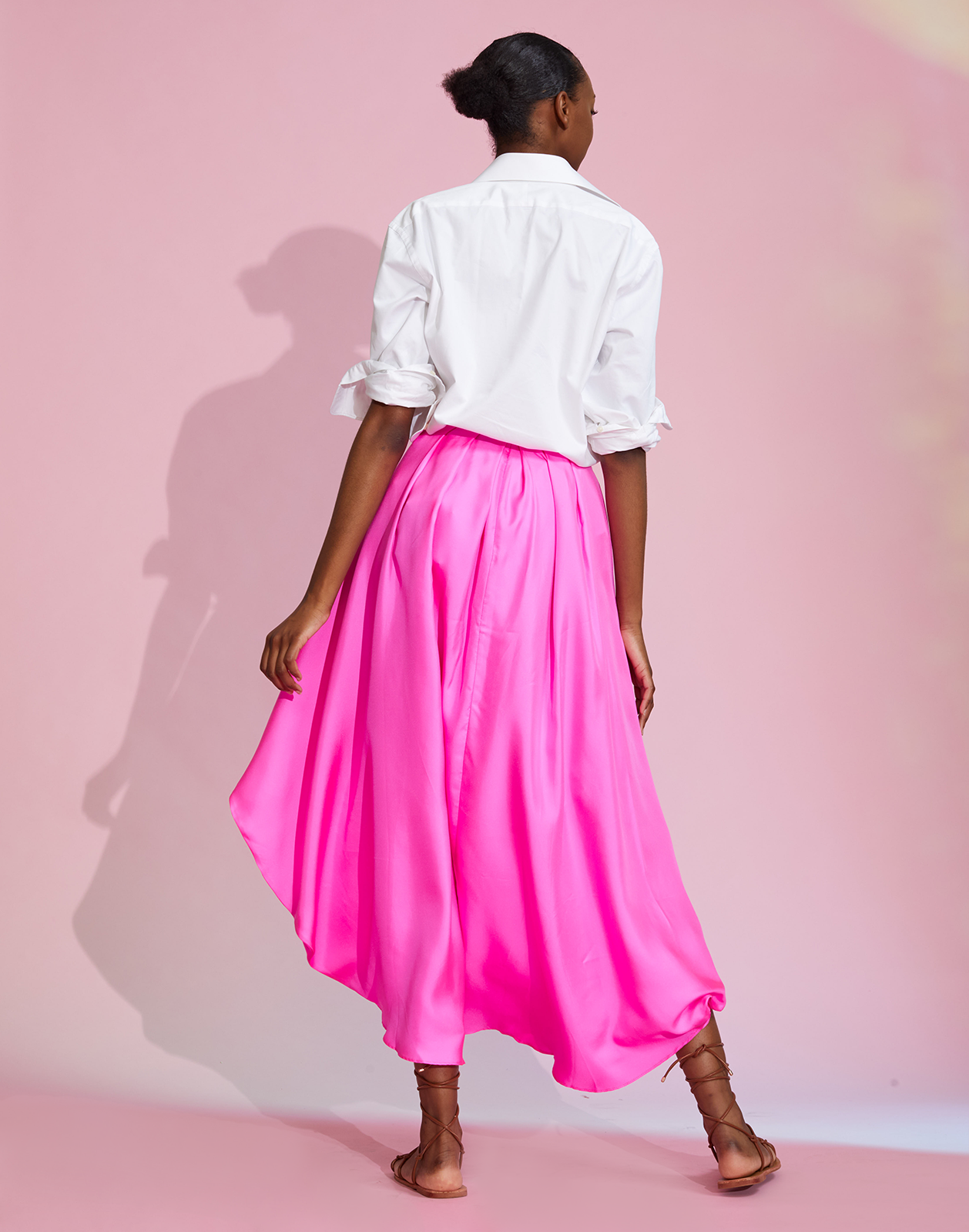 Silk bow skirt - pink