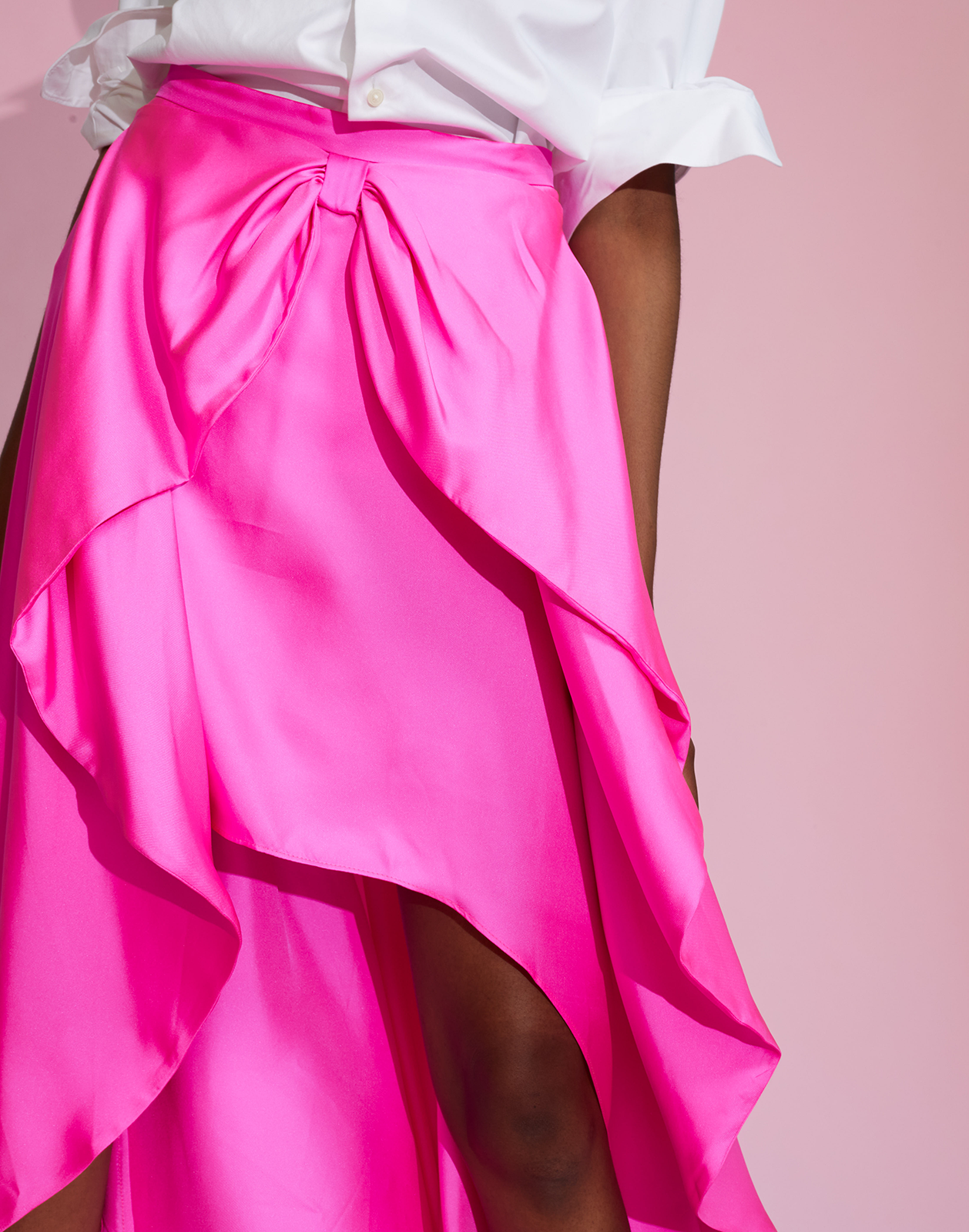 Silk bow skirt - pink